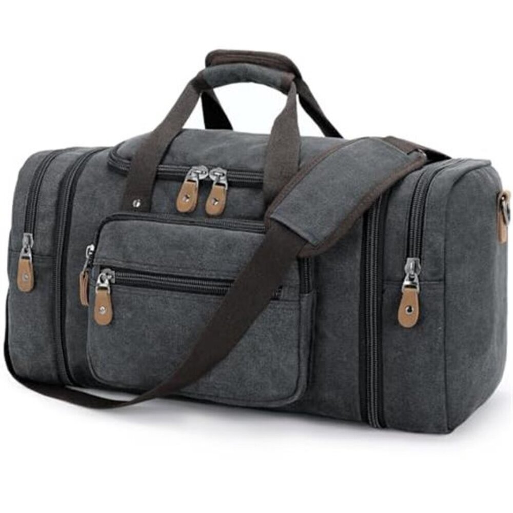 Canvas Duffel Bag 50L Expandable Travel Weekend Carry-On